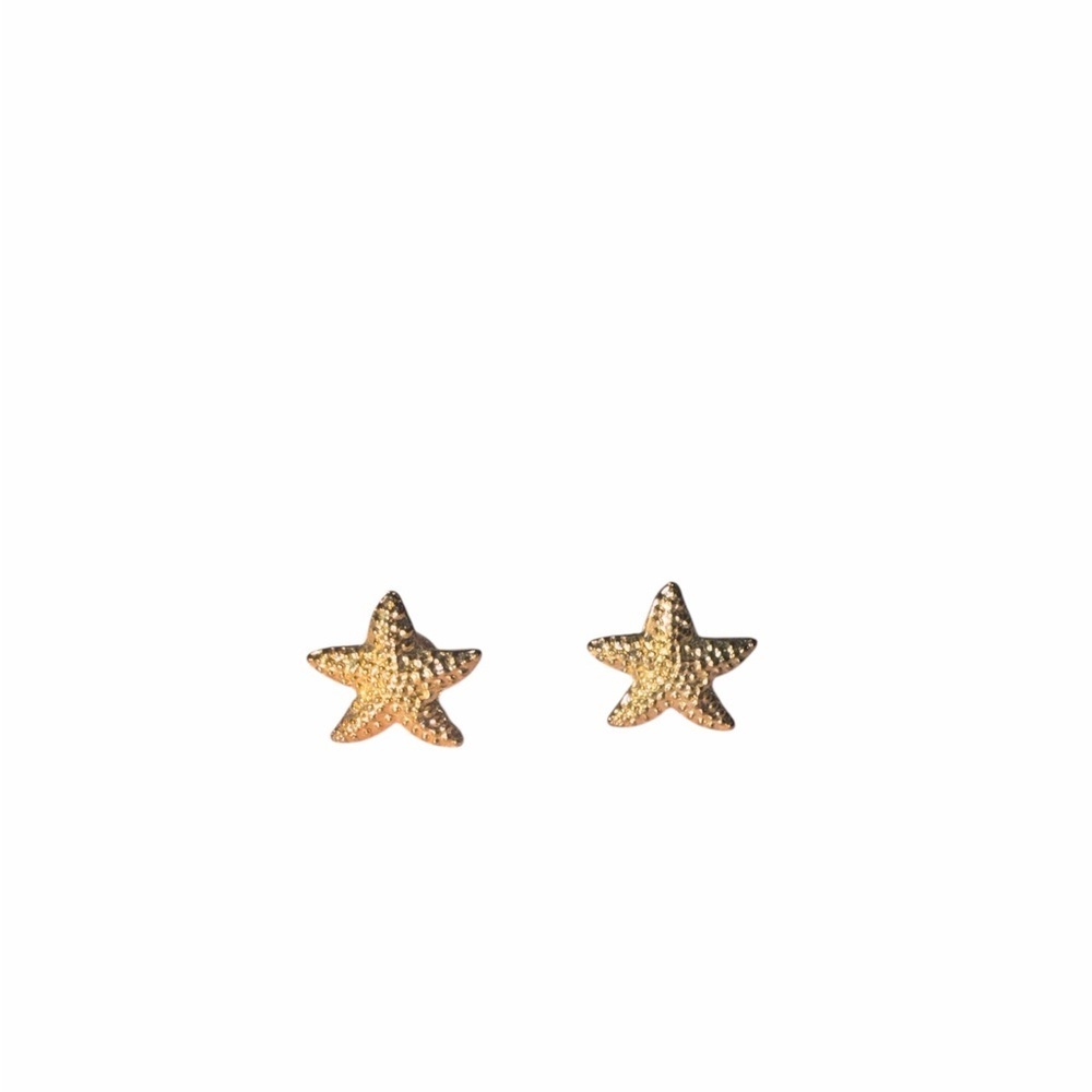 Gold Starfish Stud Earrings - Picture 2 of 3